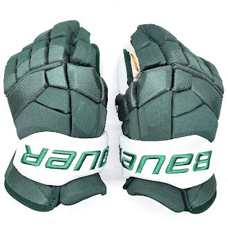 Occasion - Bauer Supreme 2S Pro - Gants de hockey NCAA Pro Stock (vert/blanc)